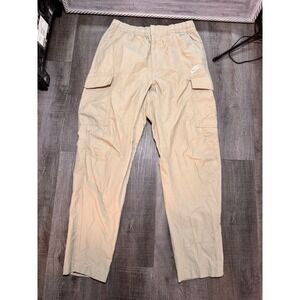 Nike Mens Cargo Pants Tan Khaki Elastic Waist Cotton Blend Utility Pockets M